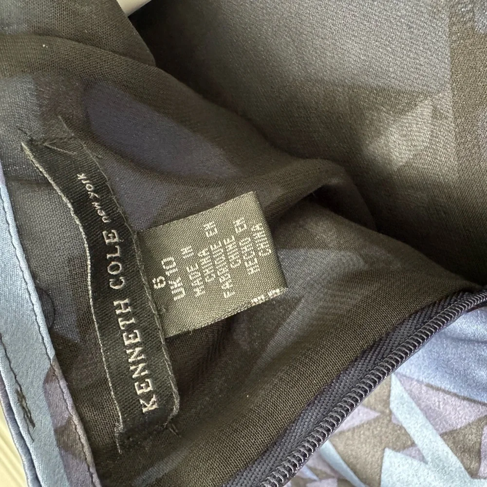 Kenneth Cole Geometric Blue and Black A-Line Skirt - Picture 4 of 4